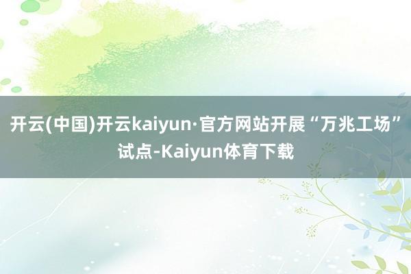 开云(中国)开云kaiyun·官方网站开展“万兆工场”试点-Kaiyun体育下载