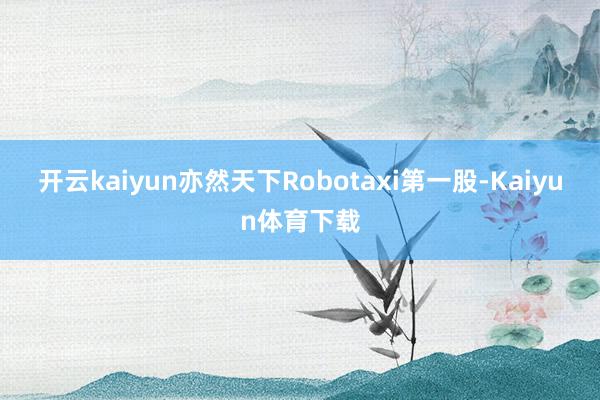 开云kaiyun亦然天下Robotaxi第一股-Kaiyun体育下载