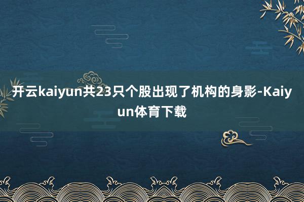 开云kaiyun共23只个股出现了机构的身影-Kaiyun体育下载